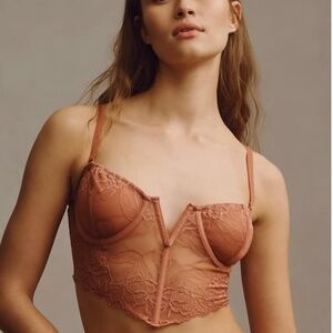 New Anthropologie Floral Lace Underwire Bustier Small